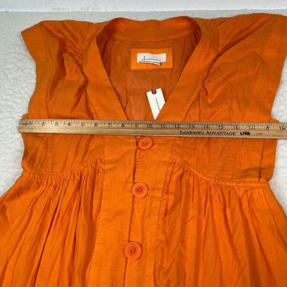 NWT Anthropologie The Renee Midi Dress Small Button Front Flutter Sleeve $168‎ - Picture 6 of 10